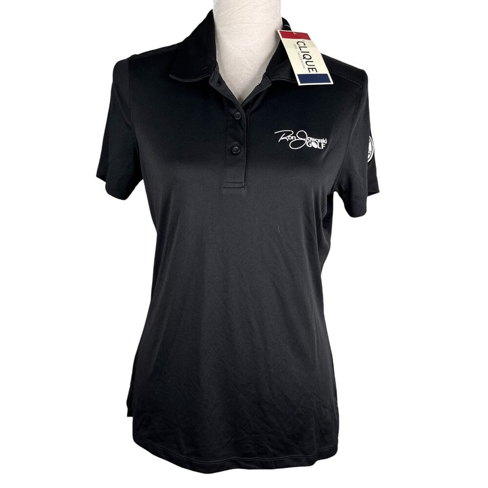 Clique Ron Jaworski Golf Womens Polo Black Medium M New